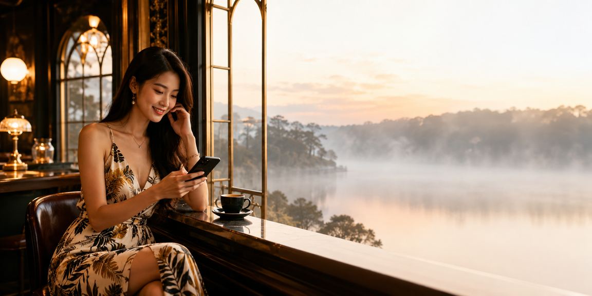 Người dùng tại Đà Lạt trải nghiệm casino trực tuyến trên điện thoại di động bên cốc cà phê