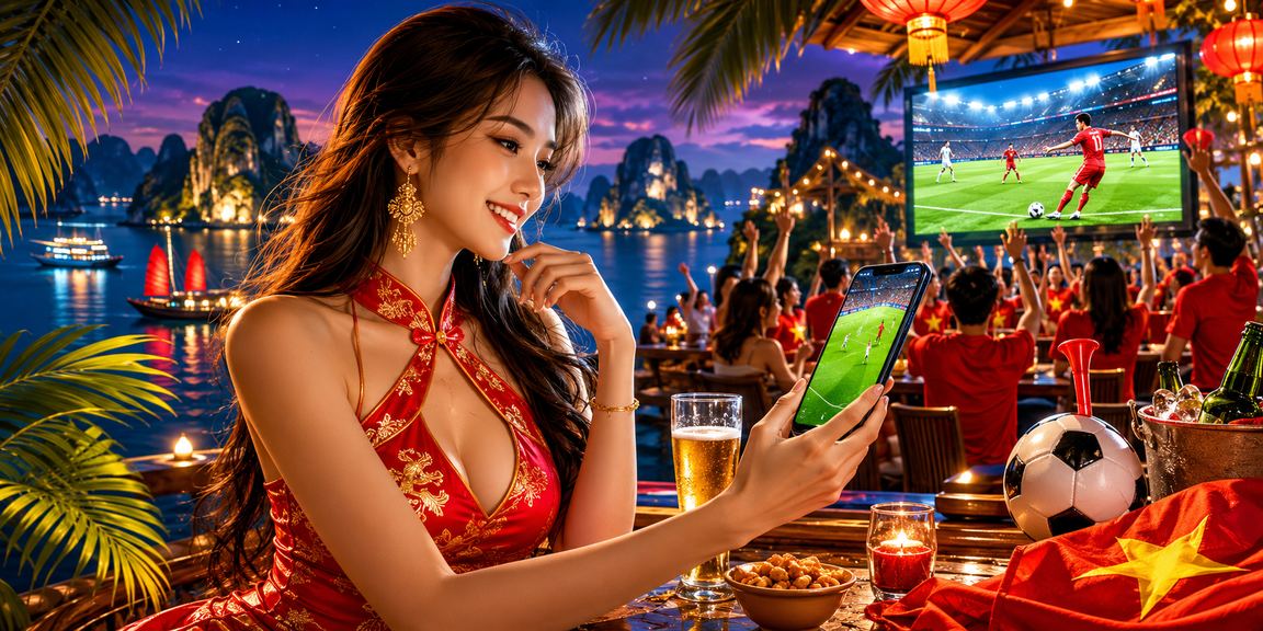 Người dùng xem bóng đá và đặt cược trong không khí lễ hội tại vịnh Hạ Long