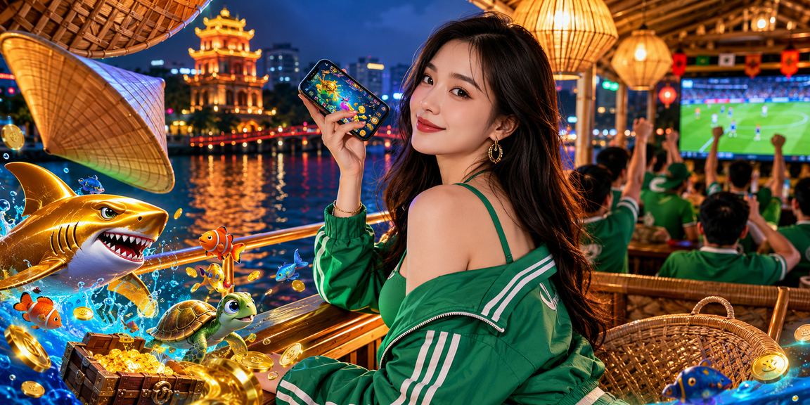 Người phụ nữ Hà Nội đội nón lá sử dụng điện thoại truy cập casino và xem ưu đãi
